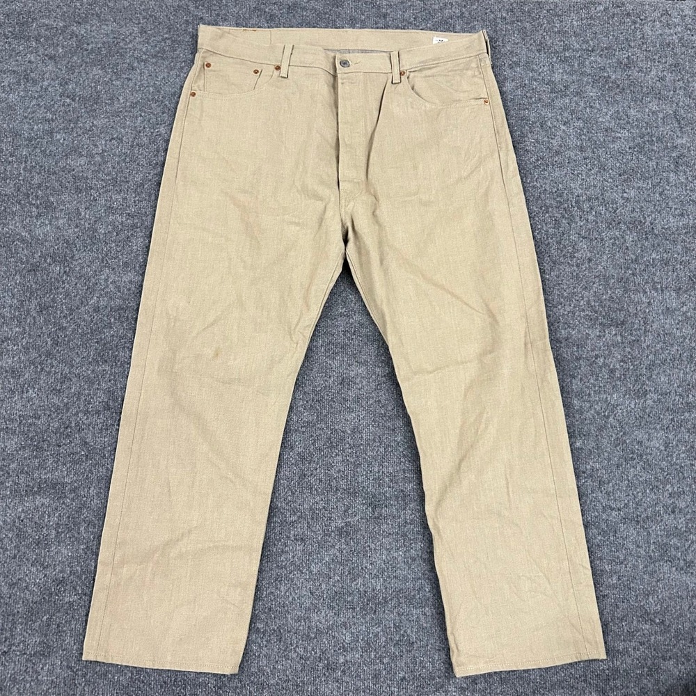 Levi's Jeans Mens Size 40x30 Tan 501 Original Fit Straight Leg Khaki Cotton